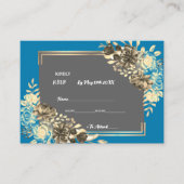 フローラターコイズグレ淡い色のー&イエロー結婚ズ エンクロージャーカード (正面)