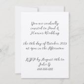 フローラターコイズグレ淡い色のー&イエロー結婚ズ 招待状 (裏面)