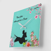 フローラターコイズダックスシャンドシルエットウォールクロック スクエア壁時計 (傾斜)