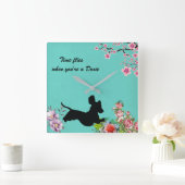 フローラターコイズダックスシャンドシルエットウォールクロック スクエア壁時計 (ホーム)