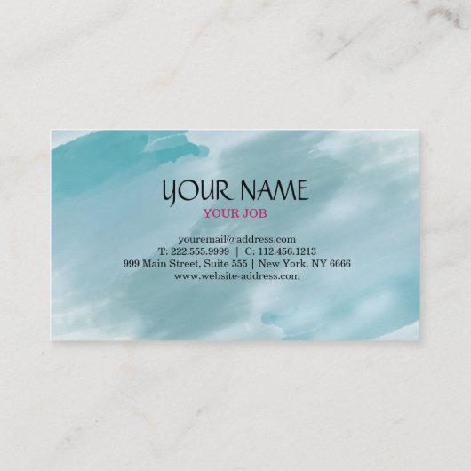 フローラターコイズピンクウォーターカラーつや消し 名刺 (裏面)