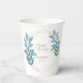 フローラターコイズブルーと金ゴールド 紙コップ (裏面)