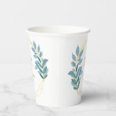 フローラターコイズブルーと金ゴールド 紙コップ (右)