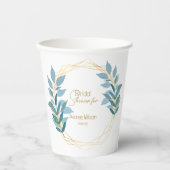 フローラターコイズブルーと金ゴールド 紙コップ (正面)