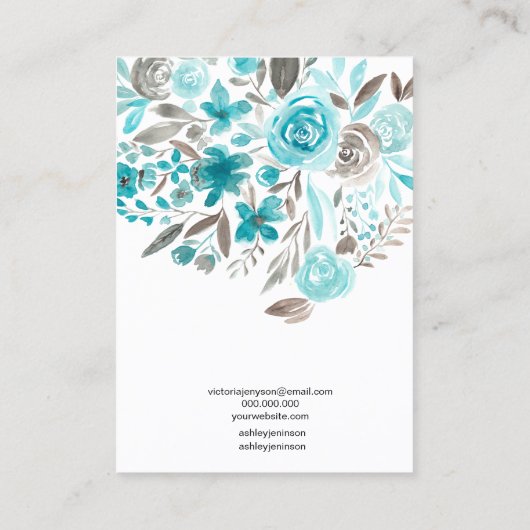 フローラターコイズ水彩イヤリングディスプレイ 名刺 (裏面)