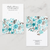 フローラターコイズ水彩イヤリングディスプレイ 名刺 (正面/裏面)