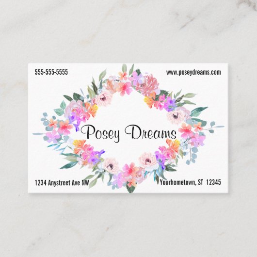 フローラダイヤモンドフレームフラワーショップフローリスト 名刺 (正面)