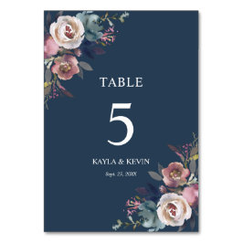 フローラダスティバラマウヴネイビーブルー結婚ズ テーブルナンバー