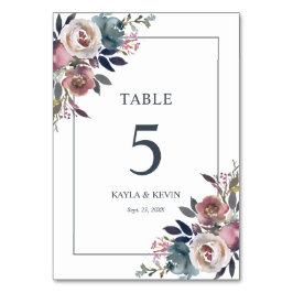 フローラダスティバラマウヴネイビーブルー結婚ズ テーブルナンバー