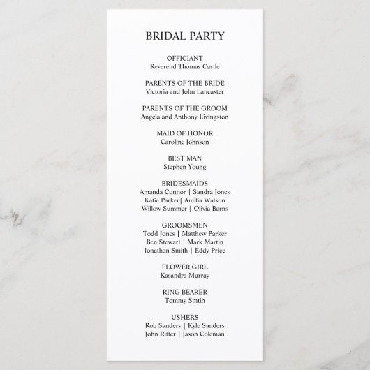 フローラダスティバラムーヴネイビー結婚ブルーの式典 プログラム (裏面)