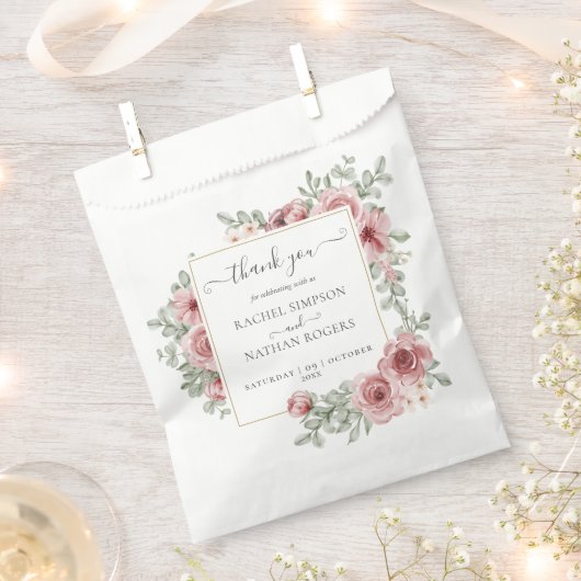 フローラダスティバラ結婚金ゴールドの感謝お願いバッグ フェイバーバッグ (クリップ留めされた状態)