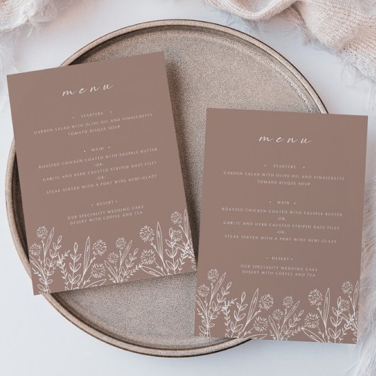 フローラダスティバラ5 x 7結婚インチのテーブルフラットメニュー メニュー