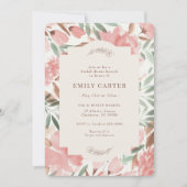 フローラダスティピンクグリーンガーデンブライダルシャワー 招待状 (正面)