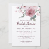 フローラダスティピンクローズブルゴーニュブライダルシャワー 招待状 (正面)