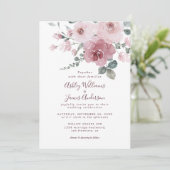 フローラダスティピンクローズブルゴーニュ結婚式招待状 招待状 (スタンド正面)