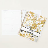 フローラダスティブラック&金ゴールド名スクリプト プランナー手帳 (ディスプレー)