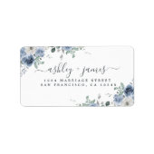 フローラダスティブルーアイボリーバラ差出人住所ラベル ラベル (正面)