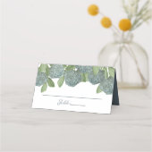 フローラダスティブルーアジサイシンプルアエレガント プレイスカード (正面)