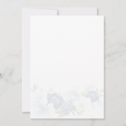 フローラダスティブルーウォーターカラーリハーサルディナー 招待状 (裏面)