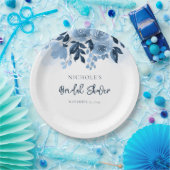 フローラダスティブルーウォーターブライダルシャワー ペーパープレート (パーティー)