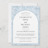 フローラダスティブルーウォーター結婚式招待状 招待状 (正面)