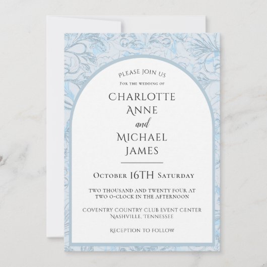 フローラダスティブルーウォーター結婚式招待状 招待状 (正面)