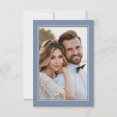 フローラダスティブルーエレガントな結婚式の写真 サンキューカード (正面)