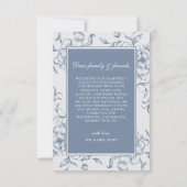 フローラダスティブルーエレガントな結婚式の写真 サンキューカード (裏面)