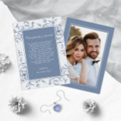 フローラダスティブルーエレガントな結婚式の写真 サンキューカード