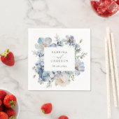 フローラダスティブルーエレガントな結婚式 スタンダードカクテルナプキン (インサイチュ)