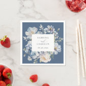 フローラダスティブルーエレガントな結婚式 スタンダードカクテルナプキン (インサイチュ)