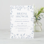 フローラダスティブルーエレガントブライダルシャワー 招待状 (スタンド正面)