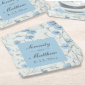 フローラダスティブルーカントリー素朴ガーデン結婚ズ スクエアペーパーコースター