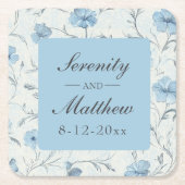 フローラダスティブルーカントリー素朴ガーデン結婚ズ スクエアペーパーコースター (正面)