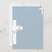 フローラダスティブルークロスミニマリストバプテスマ 招待状 (裏面)