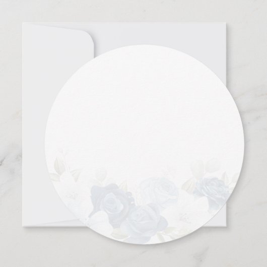 フローラダスティブルーグリーナリースクリプトブライダルシャワー 招待状 (裏面)