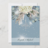 フローラダスティブルーシャンデリアエレガントな結婚式 招待状 (裏面)