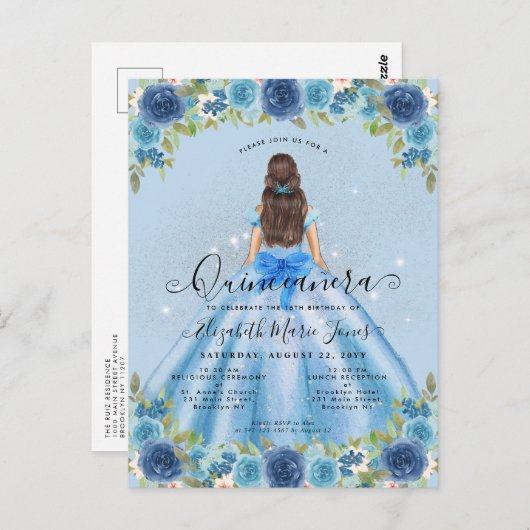 フローラダスティブルーシルバーグラムプリンセスキンセアニェラ ポストカード (正面/裏面)