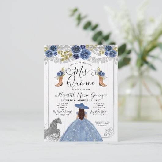 フローラダスティブルーシルバーチャラホースキンセアニェラ インビテーションポストカード (スタンド正面)