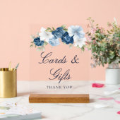 フローラダスティブルースクリプトカードとギフト アクリルサイン (ウェディング)