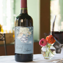 フローラダスティブルーディスコブライダルシャワーワインラベル ワインラベル