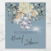 フローラダスティブルーディスコブライダルシャワーワインラベル ワインラベル (シングルラベル)