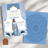 フローラダスティブルーハーフサリーインディアンガールセレモニー 招待状
