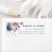 フローラダスティブルーピンクローズスクリプト差出人住所 ラベル (インサイチュ)