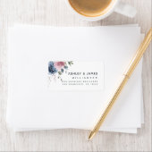 フローラダスティブルーピンクローズスクリプト差出人住所 ラベル (インサイチュ)