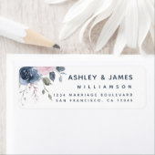 フローラダスティブルーピンクローズスクリプト差出人住所 ラベル (インサイチュ)