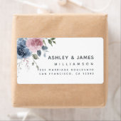 フローラダスティブルーピンクローズスクリプト差出人住所 ラベル (インサイチュ)