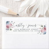 フローラダスティブルーピンクローズ差出人住所ラベル ラベル (インサイチュ)