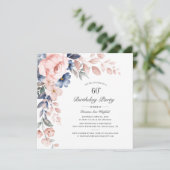 フローラダスティブルーピンク60th誕生日パーティー 招待状 (スタンド正面)