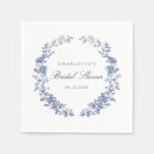 フローラダスティブルーブライダルシャワー スタンダードカクテルナプキン (正面)